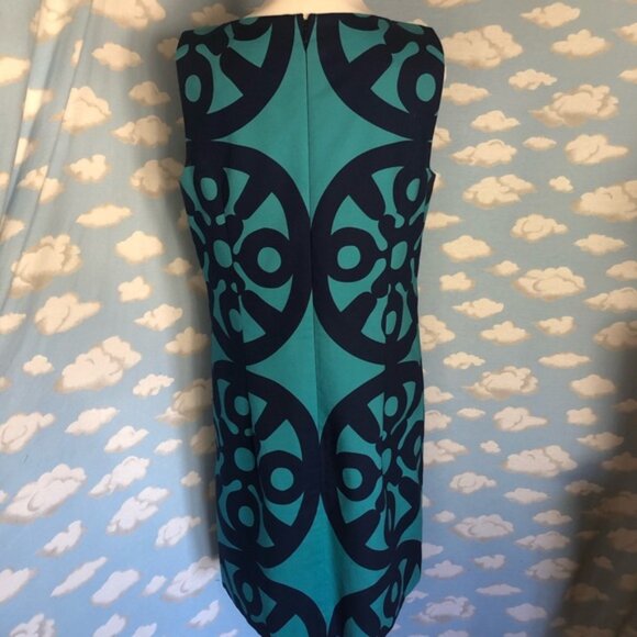 Brooks Brothers Sleeveless Shift Dress Turquoise & Navy Size 10 - Picture 5 of 8